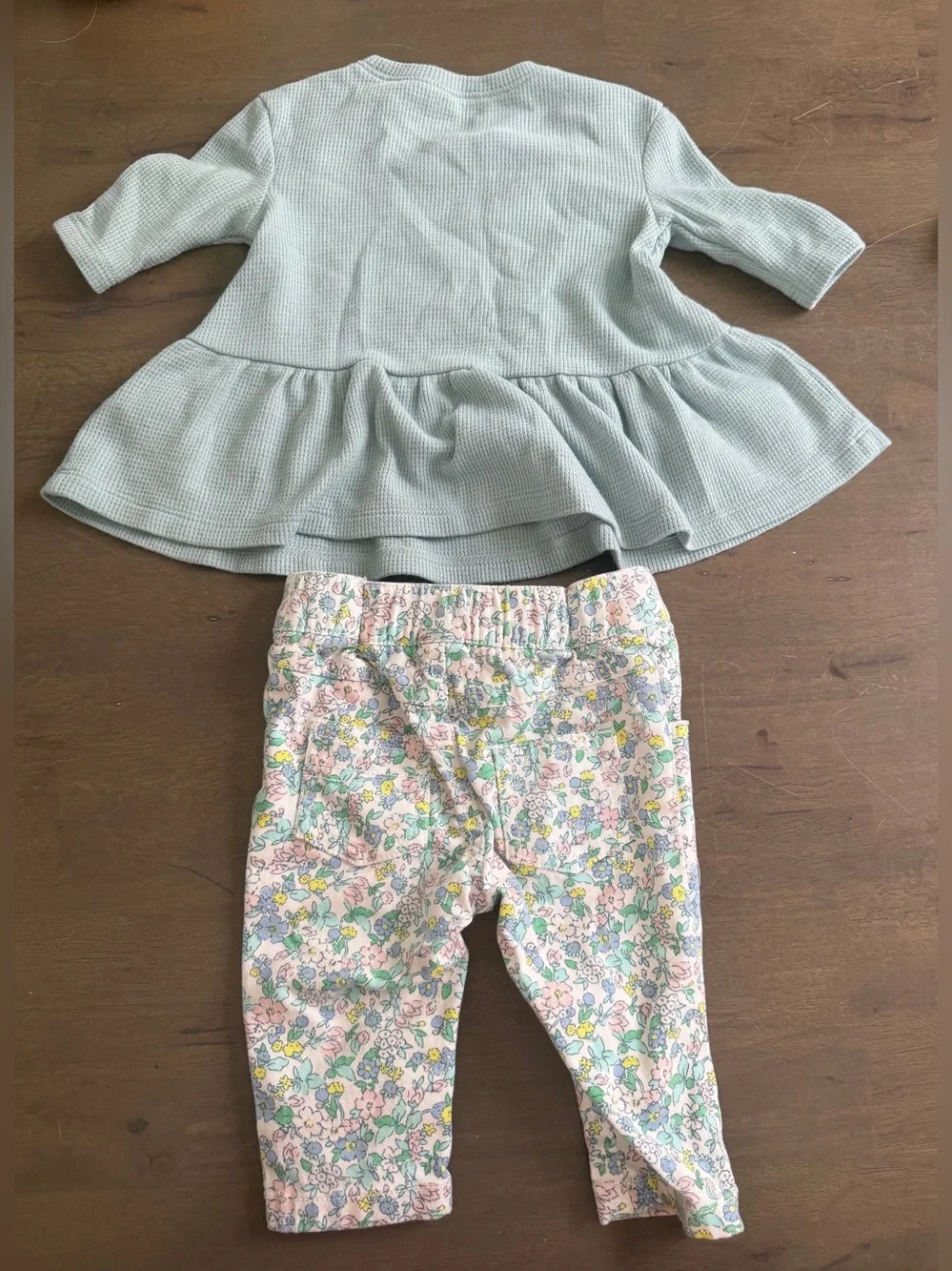 Carter's/Old Navy Baby Girls 3M 2pc Cotton Floral Waffle Top Jeans Set